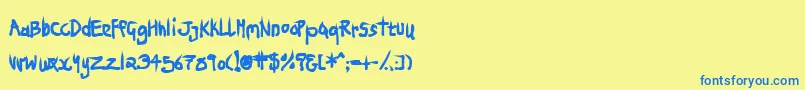 Ninjp Font – Blue Fonts on Yellow Background