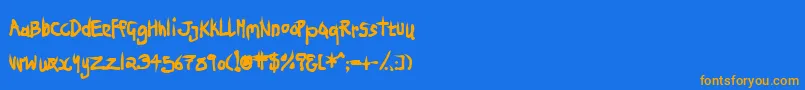 Fonte Ninjp – fontes laranjas em um fundo azul