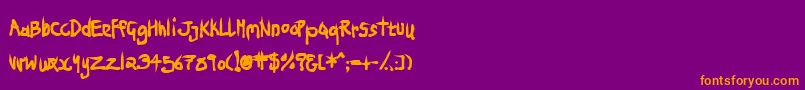 Ninjp-Schriftart – Orangefarbene Schriften auf violettem Hintergrund