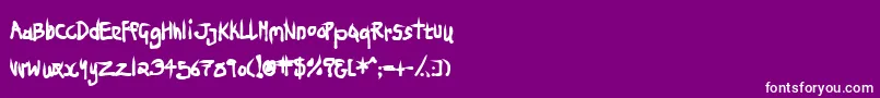 Ninjp-fontti – valkoiset fontit violetilla taustalla