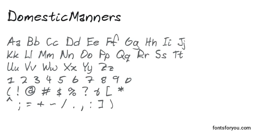 A fonte DomesticManners – alfabeto, números, caracteres especiais
