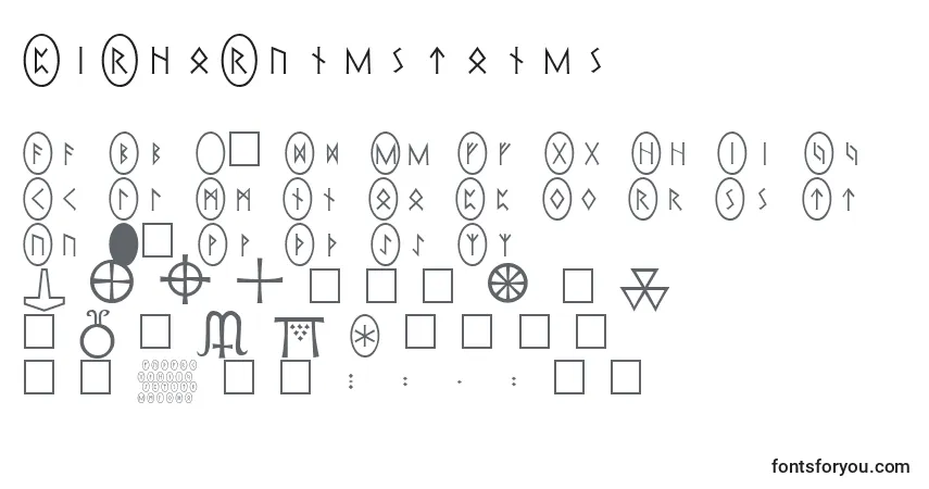 A fonte PiRhoRunestones – alfabeto, números, caracteres especiais