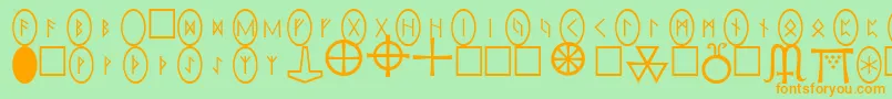 More about PiRhoRunestones Font PiRhoRunestones Font – Orange Fonts on Green Background