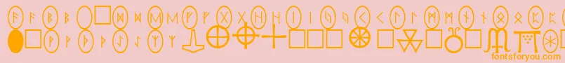 Lisätietoja PiRhoRunestones-fontista PiRhoRunestones-fontti – oranssit fontit vaaleanpunaisella taustalla