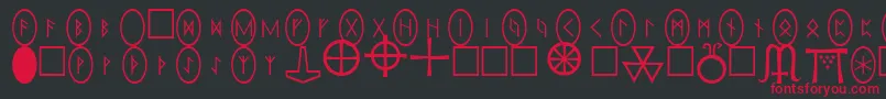 PiRhoRunestones Font – Red Fonts on Black Background