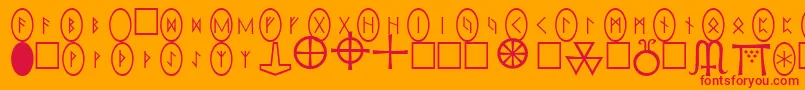 fuente PiRhoRunestones – Fuentes Rojas Sobre Fondo Naranja