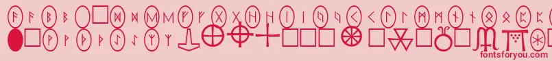 PiRhoRunestones-Schriftart – Rote Schriften auf rosa Hintergrund