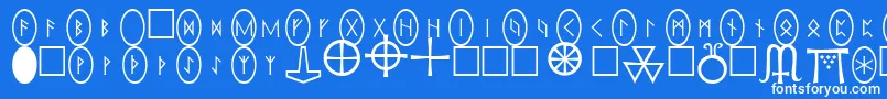 More about PiRhoRunestones Font PiRhoRunestones Font – White Fonts on Blue Background