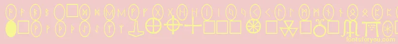 More about PiRhoRunestones Font PiRhoRunestones Font – Yellow Fonts on Pink Background