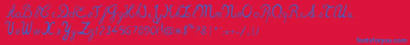 Zou70s-Schriftart – Blaue Schriften auf rotem Hintergrund