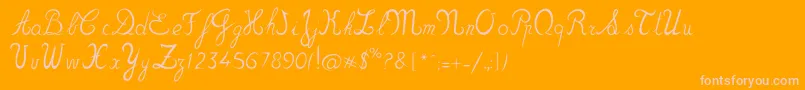 Zou70s-Schriftart – Rosa Schriften auf orangefarbenem Hintergrund