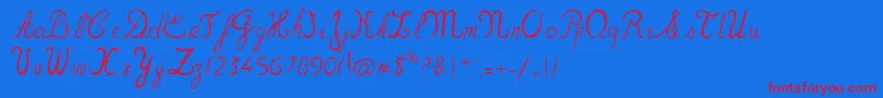 Zou70s-Schriftart – Rote Schriften auf blauem Hintergrund