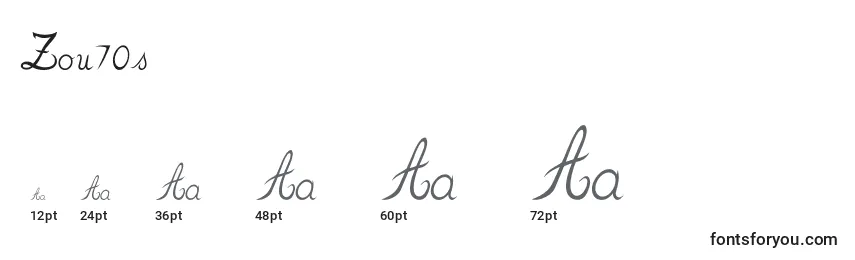 Размеры шрифта Zou70s
