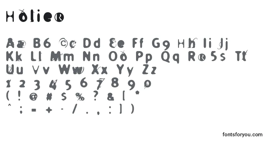 Schriftart Holier – Alphabet, Zahlen, spezielle Symbole