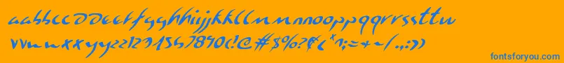 Eagleclawi-Schriftart – Blaue Schriften auf orangefarbenem Hintergrund