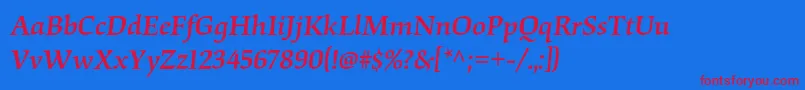 Czcionka OrigamistdMediumitalic – czerwone czcionki na niebieskim tle