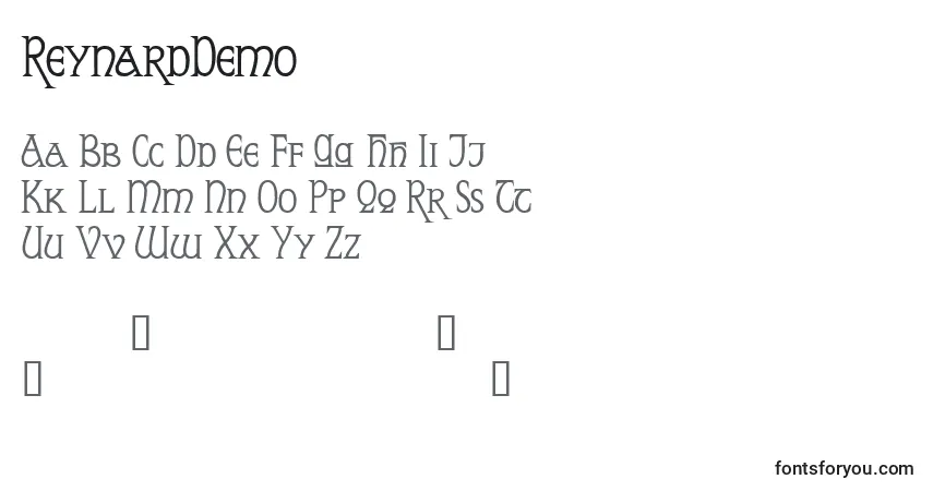 A fonte ReynardDemo – alfabeto, números, caracteres especiais