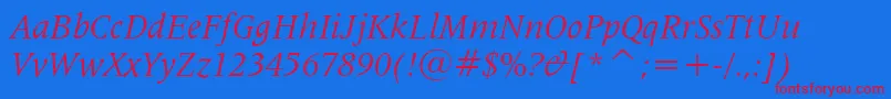 Lat725i Font – Red Fonts on Blue Background