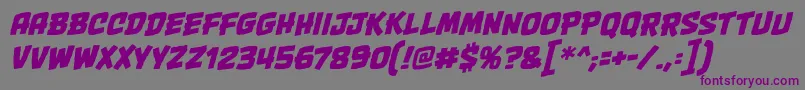 フォントOnetwopunchbbItal – 紫色のフォント、灰色の背景