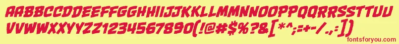 Шрифт OnetwopunchbbItal – красные шрифты на жёлтом фоне