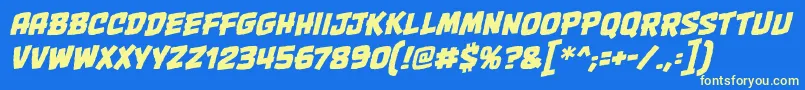 OnetwopunchbbItal Font – Yellow Fonts on Blue Background