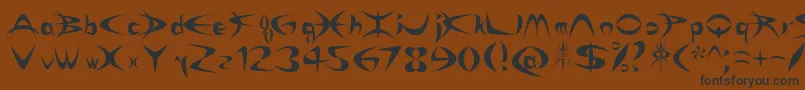 フォントRikydn – 黒い文字が茶色の背景にあります