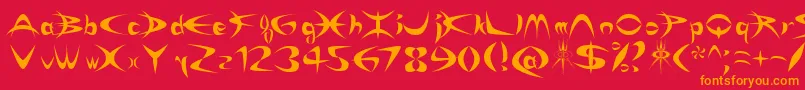 フォントRikydn – 赤い背景にオレンジの文字