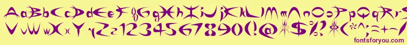 Rikydn-Schriftart – Violette Schriften auf gelbem Hintergrund