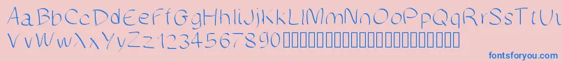 Manuscrite-Schriftart – Blaue Schriften auf rosa Hintergrund