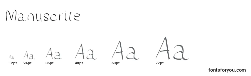 Manuscrite Font Sizes