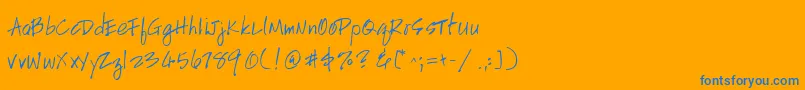 HandscriptleftyItalic Font – Blue Fonts on Orange Background