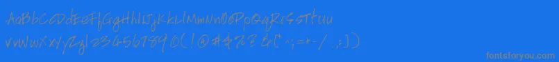 HandscriptleftyItalic-Schriftart – Graue Schriften auf blauem Hintergrund