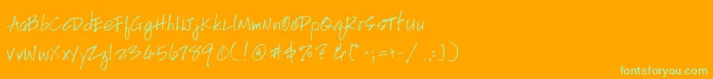 Fonte HandscriptleftyItalic – fontes verdes em um fundo laranja