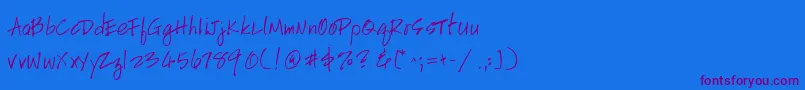 HandscriptleftyItalic Font – Purple Fonts on Blue Background