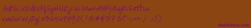 Lisätietoja HandscriptleftyItalic-fontista HandscriptleftyItalic-fontti – violetit fontit ruskealla taustalla
