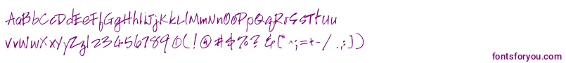 フォントHandscriptleftyItalic – 白い背景に紫のフォント