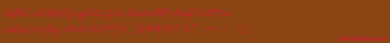 HandscriptleftyItalic Font – Red Fonts on Brown Background
