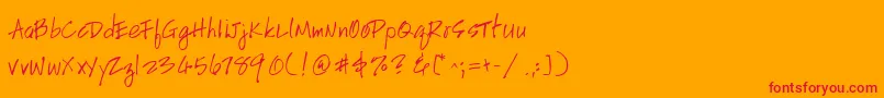 HandscriptleftyItalic Font – Red Fonts on Orange Background