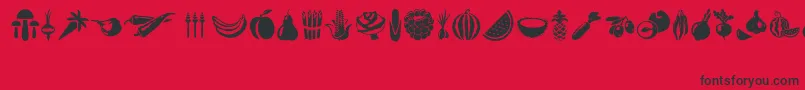 Czcionka Vegetables – czarne czcionki na czerwonym tle