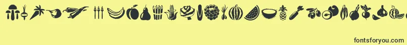 Vegetables Font – Black Fonts on Yellow Background