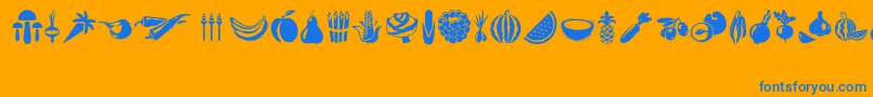 Vegetables Font – Blue Fonts on Orange Background