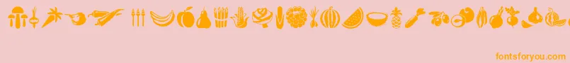 Vegetables-Schriftart – Orangefarbene Schriften auf rosa Hintergrund