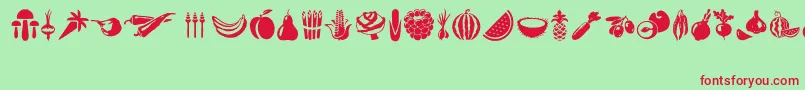 Vegetables Font – Red Fonts on Green Background