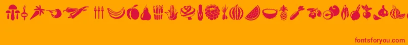 Vegetables Font – Red Fonts on Orange Background