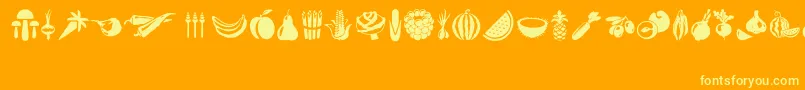 Vegetables-Schriftart – Gelbe Schriften auf orangefarbenem Hintergrund