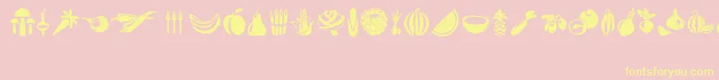 Vegetables-Schriftart – Gelbe Schriften auf rosa Hintergrund