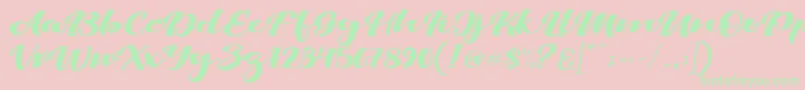 ViksiScript Font – Green Fonts on Pink Background