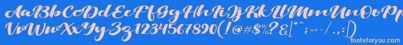 ViksiScript Font – Pink Fonts on Blue Background