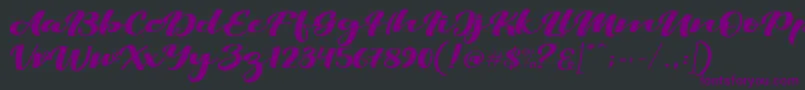 Czcionka ViksiScript – fioletowe czcionki na czarnym tle