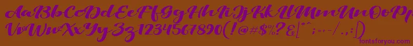 ViksiScript-Schriftart – Violette Schriften auf braunem Hintergrund